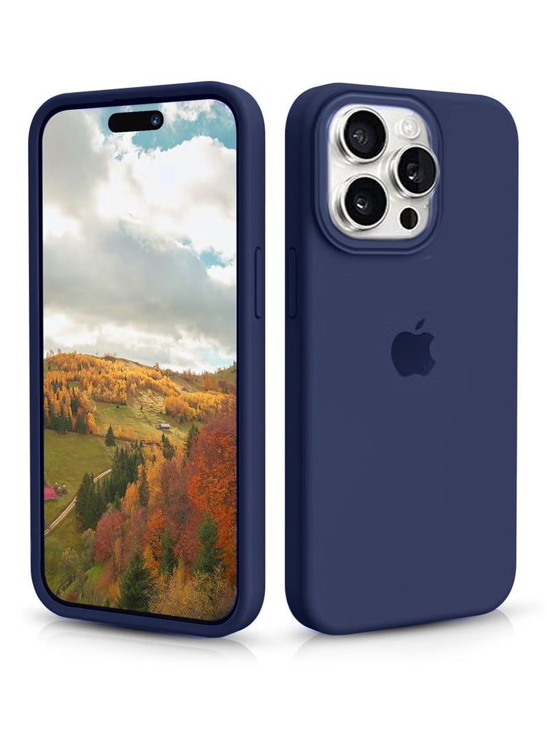 Soft Liquid Silicone Case Cover For Apple iPhone 15 Pro 2023 Storm Blue